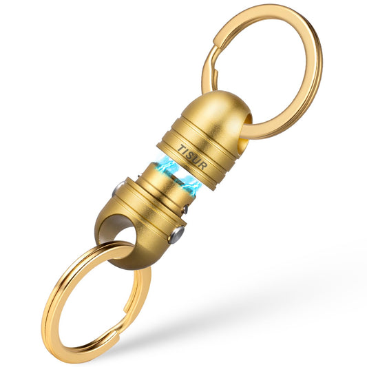 TISUR Quick Release Keychain, Magnetic Key Holder Connector, Detachable Key Chains for Car Keys, Dual Security System (Gold (1-p